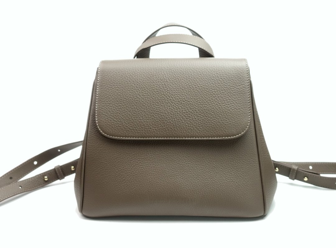 Cara - Backpack , Crossbody , Genuine leather , Taupe color - 后背包/双肩包 - 真皮 