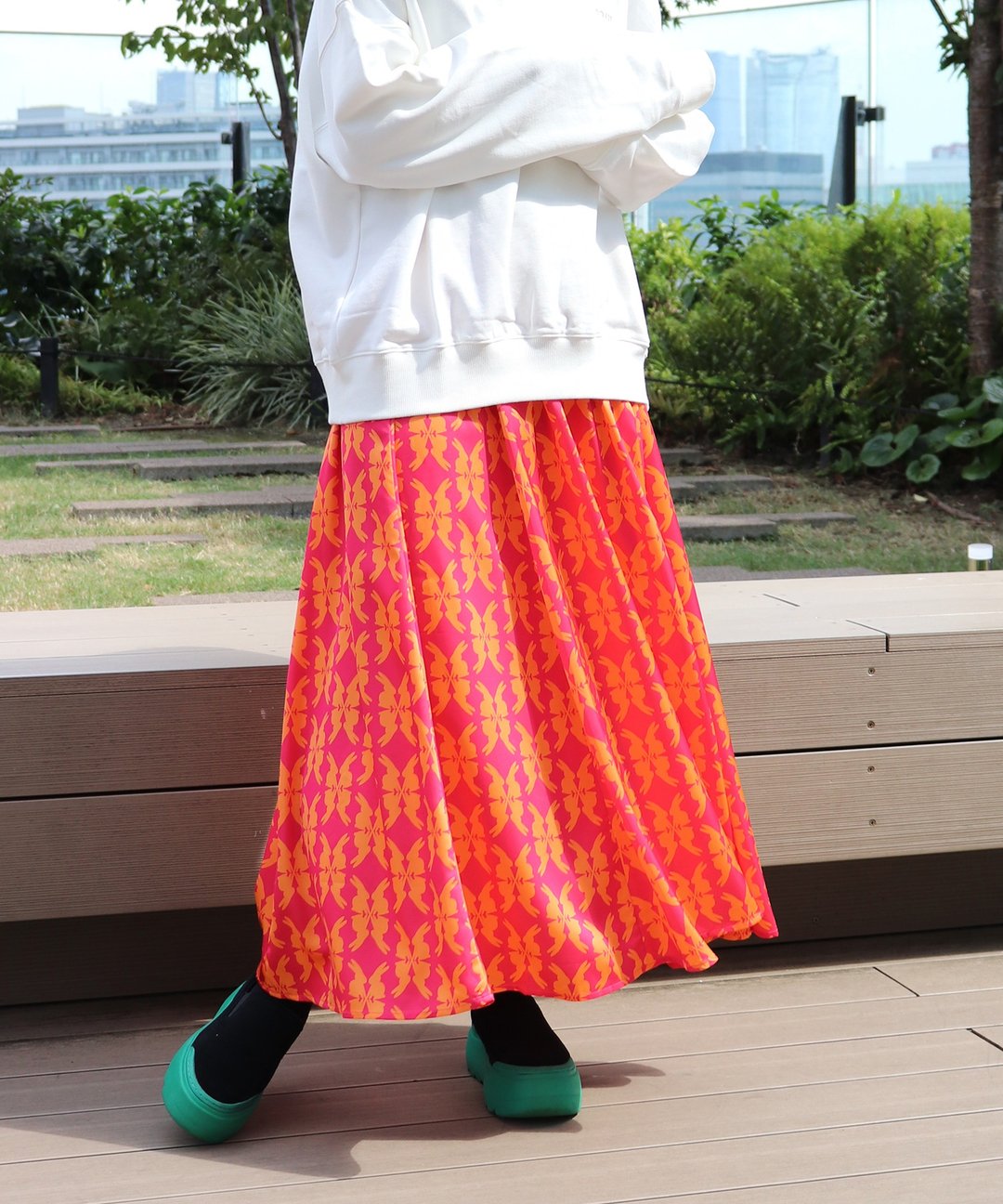 lucky charm print flare skirt - 裙子 - 聚酯纤维 粉红色