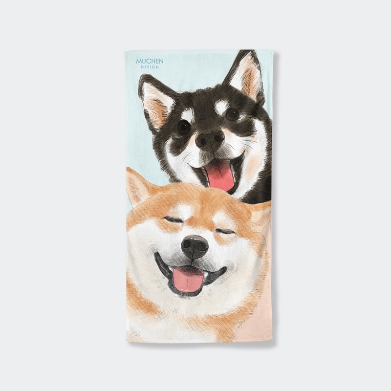 大脸双柴-浴巾小毯 - 毛巾浴巾 - 碳纤维 多色