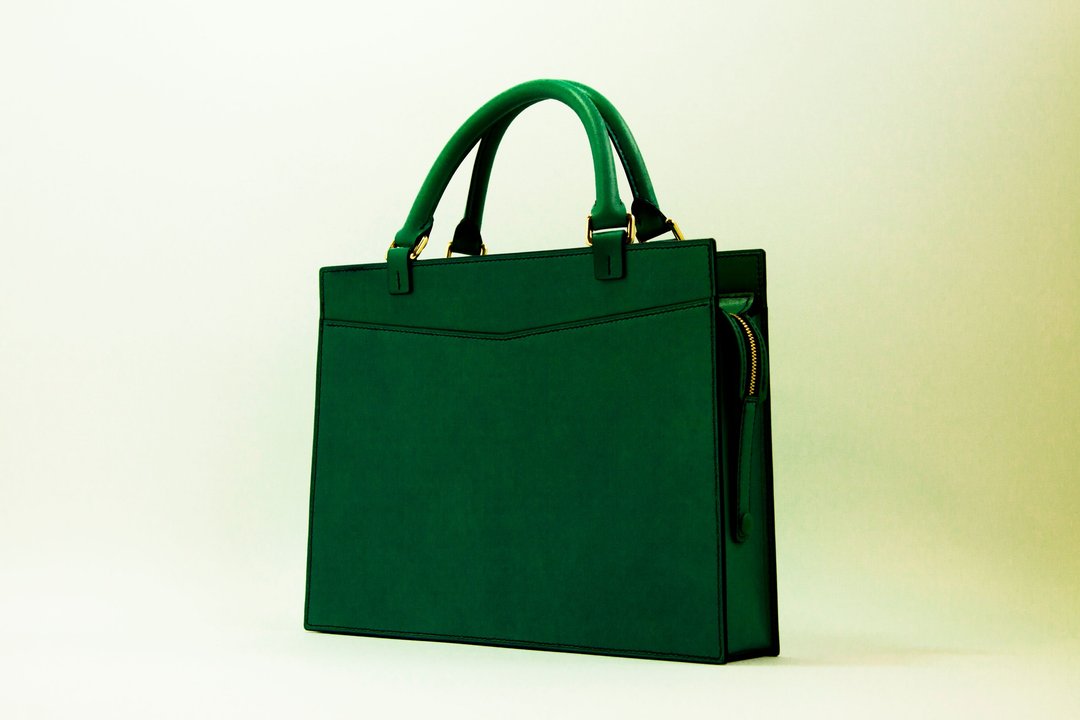 Trapezium Square Tote 手提方包 - 绿 - 手提包/手提袋 - 真皮 绿色