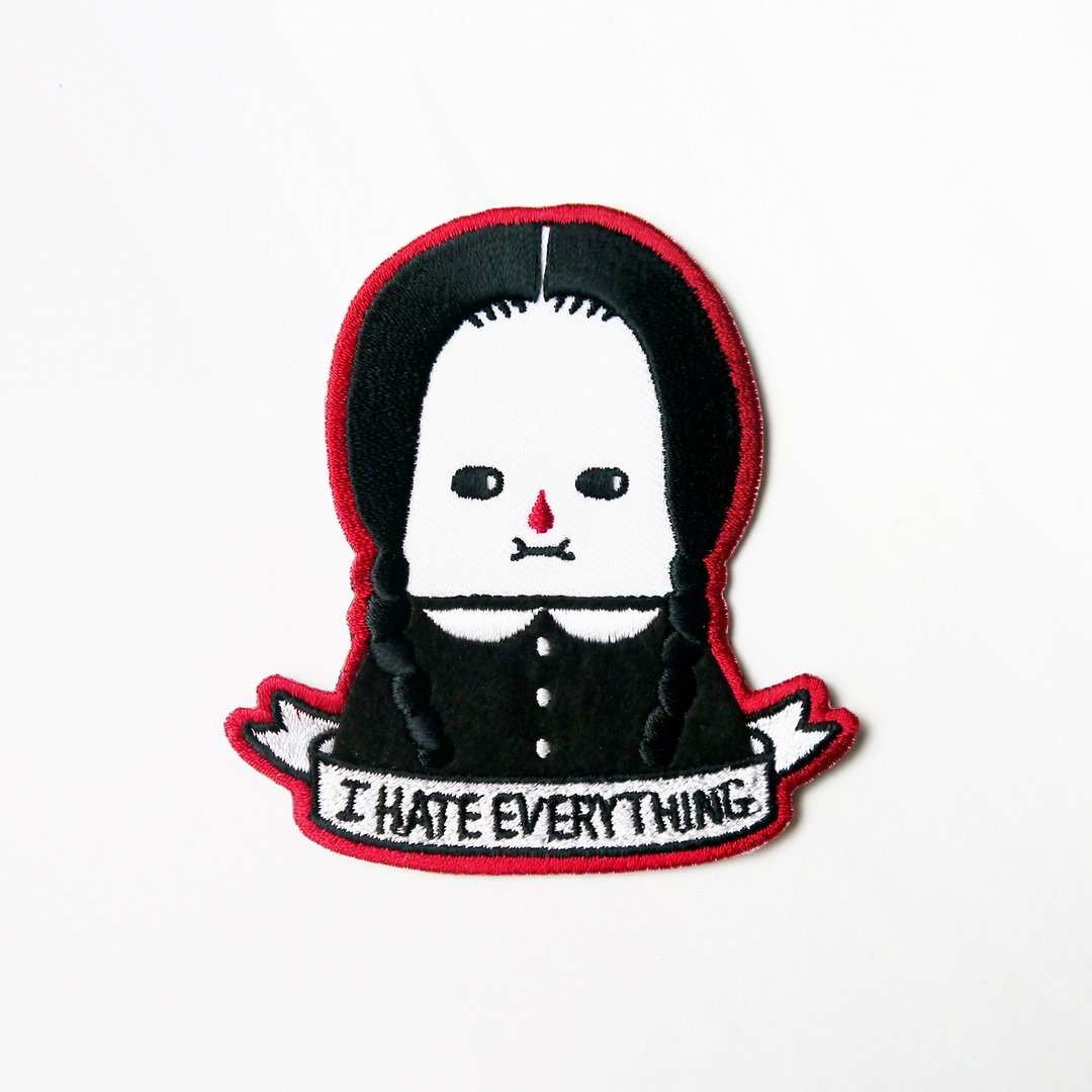 I Hate Everything - Wednesday Addams 星期三刺绣布贴 烫贴绣片 - 其他 - 绣线 黑色