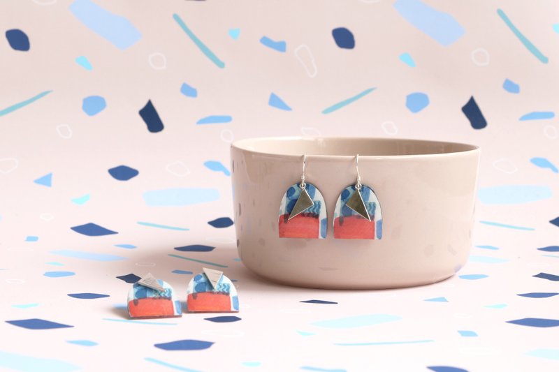 插画耳环 耳针 耳夹 一般小圆耳针 No.5 - 耳环/耳夹 - 纯银 多色