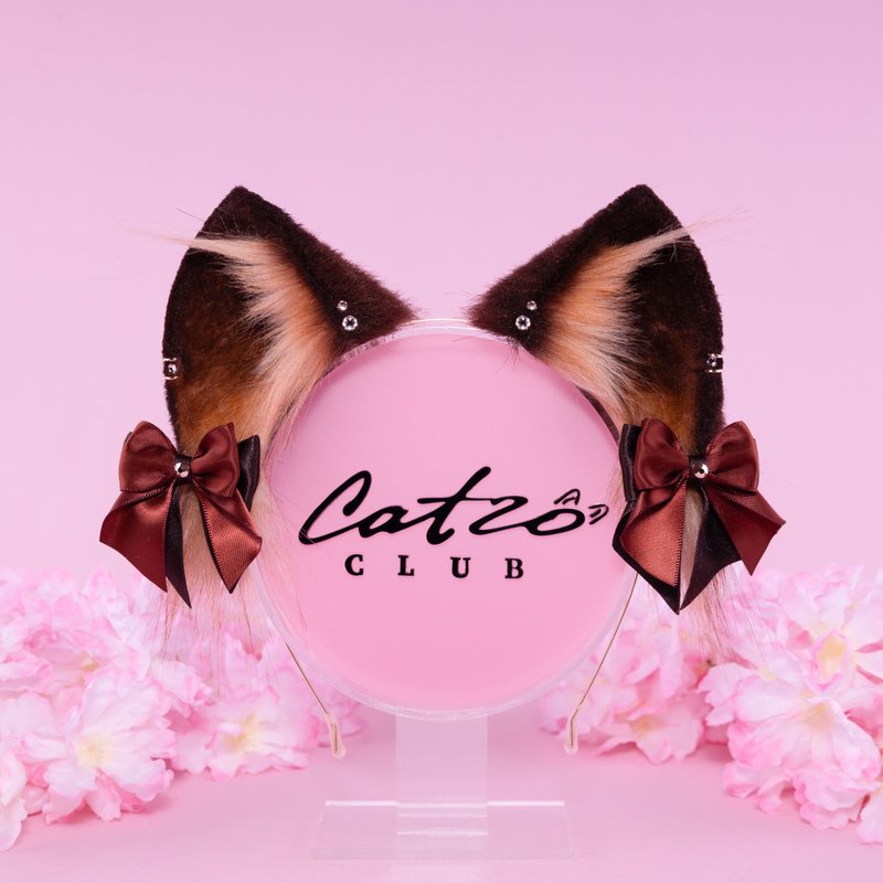 棕色猫耳 人造毛耳朵 - 发饰 - 其他人造纤维 咖啡色