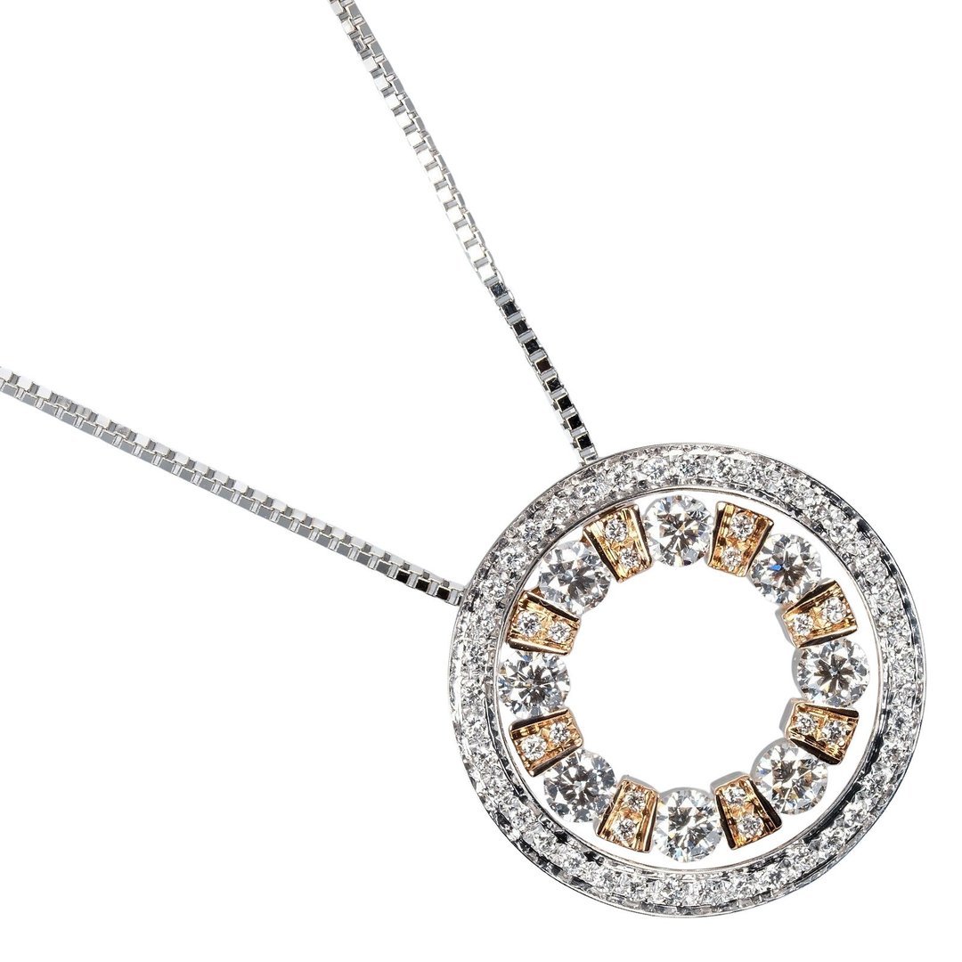 【日本直送】Damiani 玳美雅 贝儿艾波克 圆形 S 项链 20mm 款式 18K WG 18K PG 钻石 约 10.36g【二手】 - 项链 - 贵金属 银色