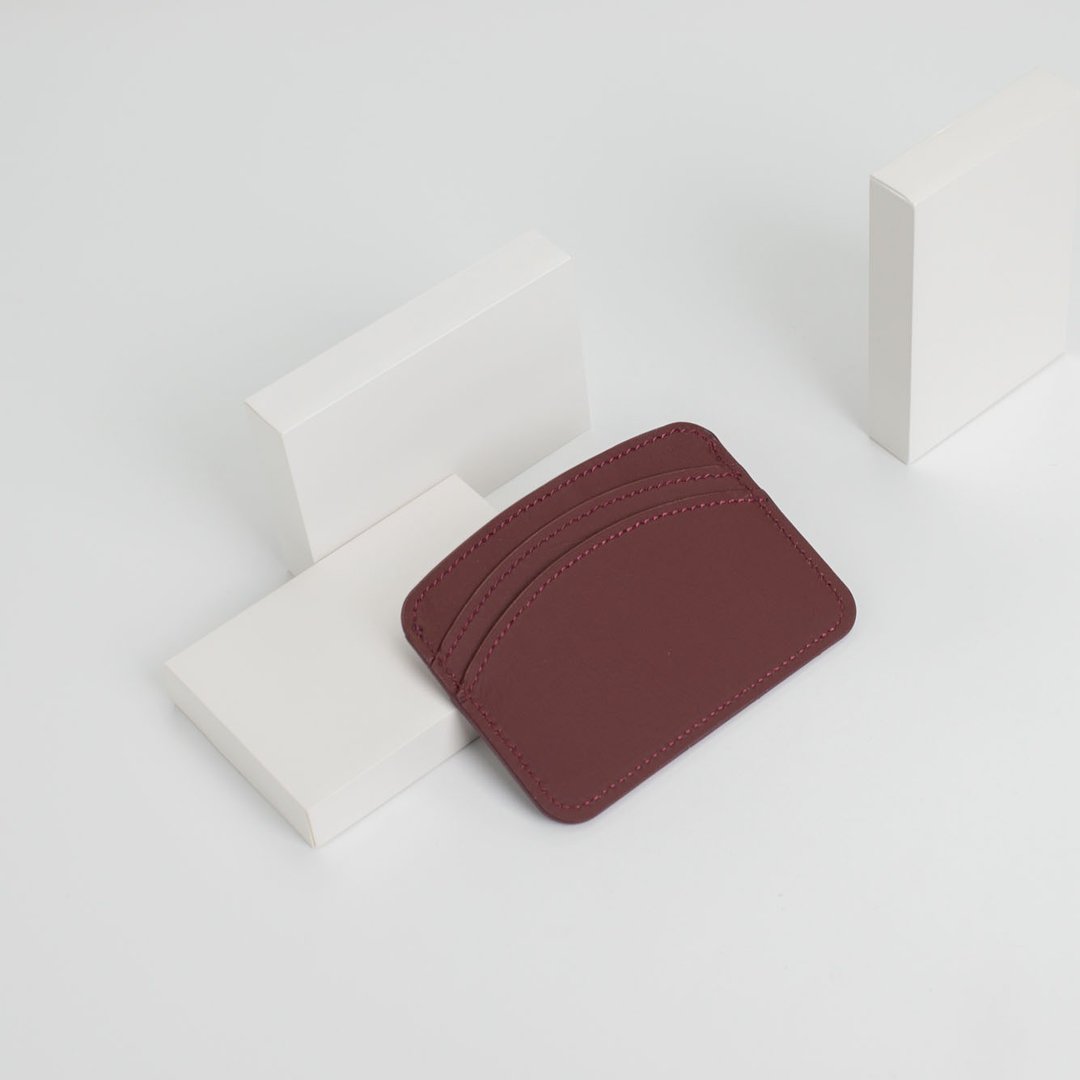 ARCH 2.0 card holder in Wine red - 皮夹/钱包 - 真皮 红色