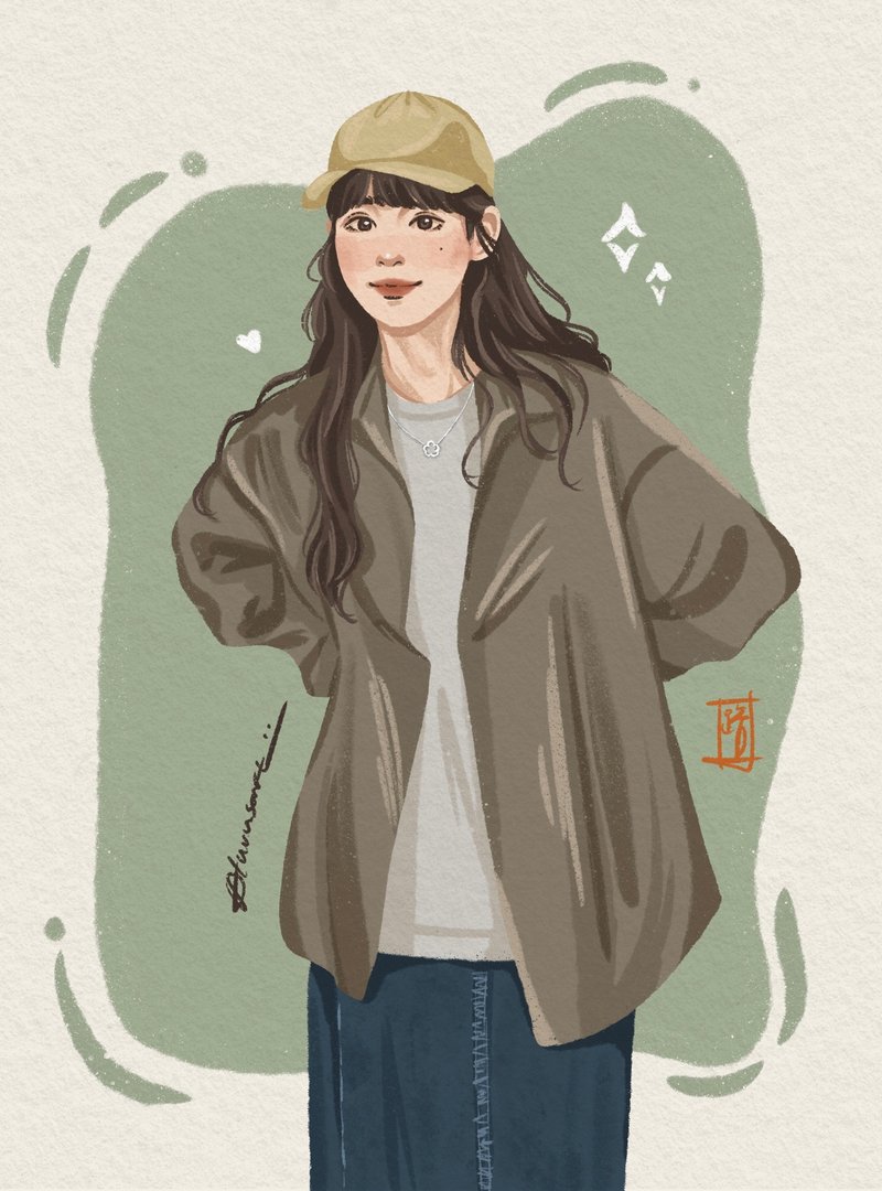 【定制化似颜绘】无线条手绘风 电子档下单前请先与设计师讨论喔 - 电子手绘真人画像/绘画/插画 - 其他材质 多色