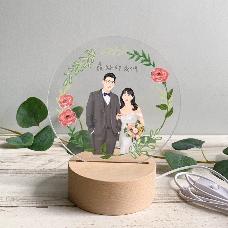 【压克力夜灯桌灯】来图绘制 | 定制画像 似颜绘  | USB插头 - 订制画像 - 压克力 多色