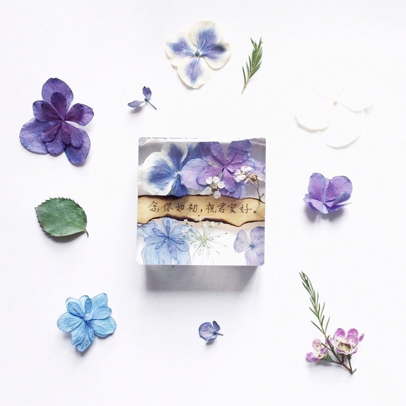 立体干燥花方形桌上摆设/纸镇/定制字文字/礼物 - 摆饰 - 其他材质 