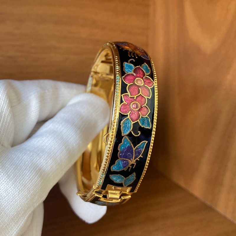 珐琅 雕花 金色 古董 早期 手环 复古收藏 景泰然 - 手链/手环 - 其他金属 金色