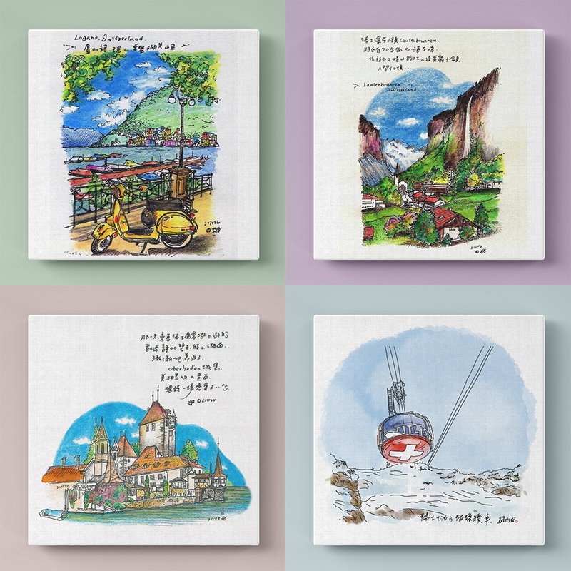 【Littse原创设计】瑞士街景 | 20×20CM 无框画 - 海报/装饰画/版画 - 棉．麻 多色