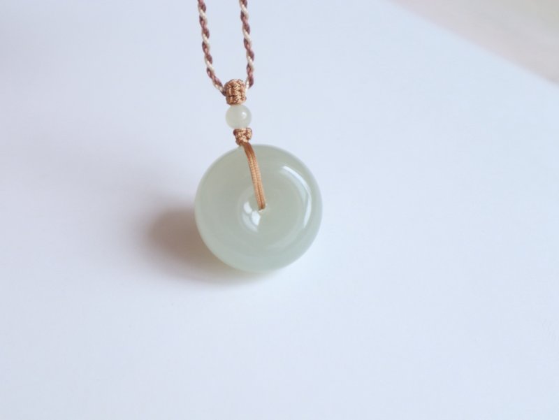 天然高冰底晴水和田玉平安扣项链吊坠 脂份足 玉质细腻 平安顺遂 - 项链 - 玉石 