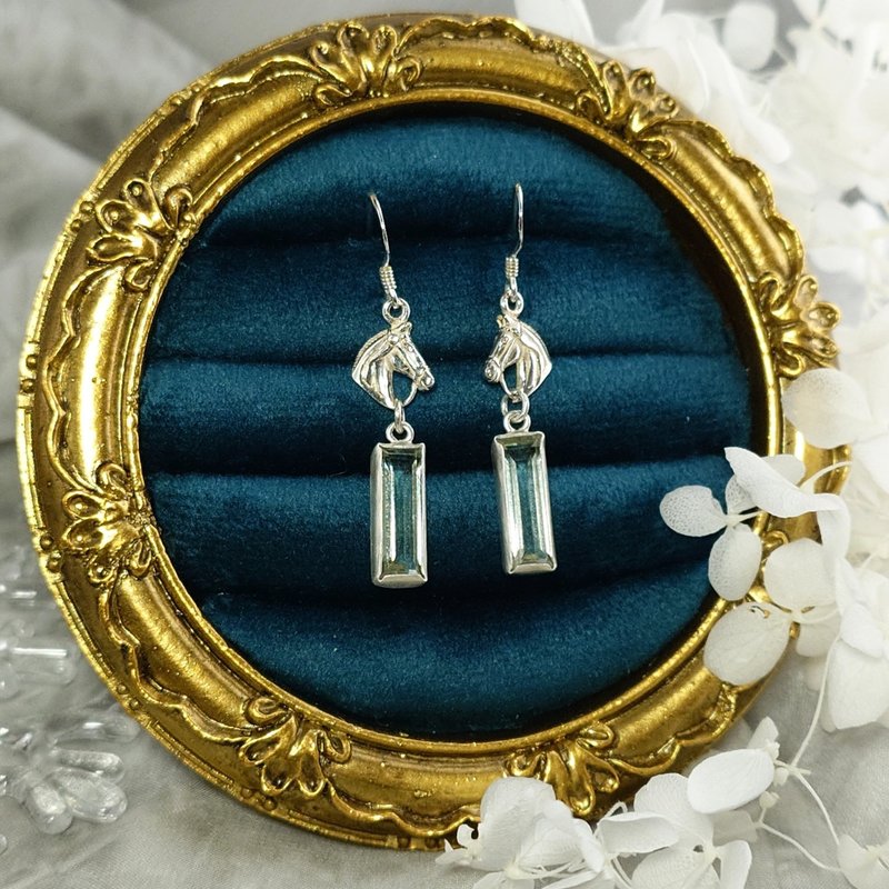 耳环 天然 绿紫晶 马 925银饰 宝石 水晶 (无耳洞者可改耳夹式) - 耳环/耳夹 - 宝石 