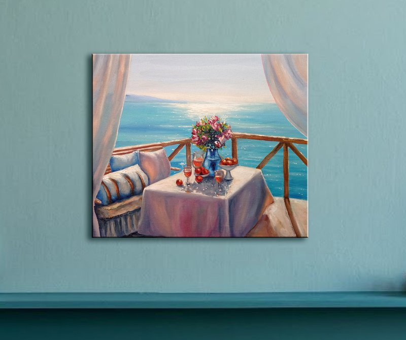 海 日落 风景 挂画 手绘绘画 原画 家居装饰画 - 海报/装饰画/版画 - 其他材质 多色