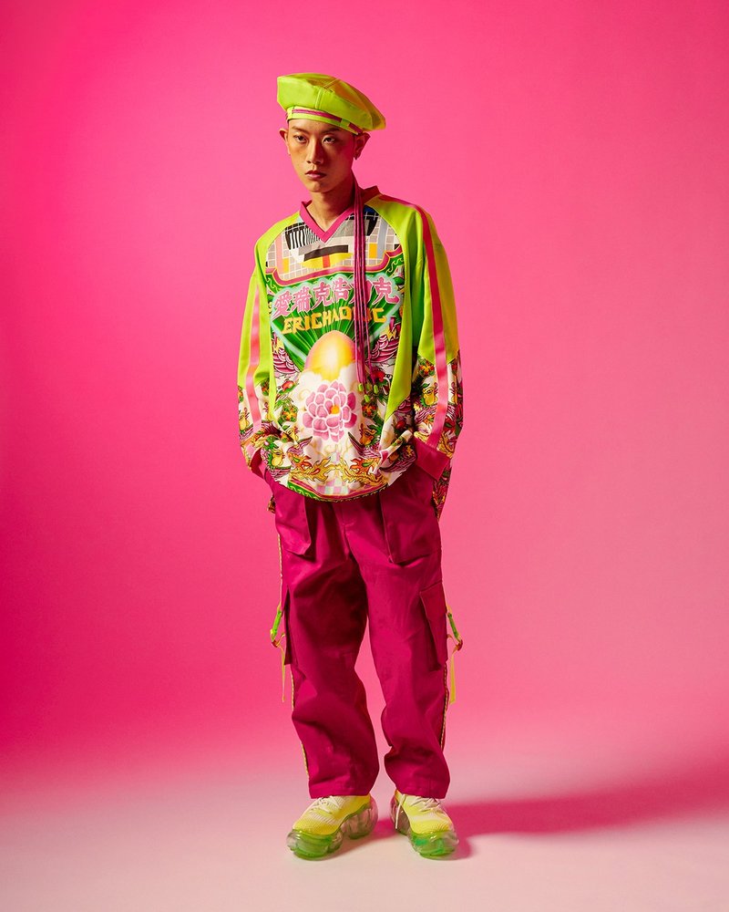 野台戏布景龙凤印花长袖上衣 - 男装上衣/T 恤 - 聚酯纤维 多色