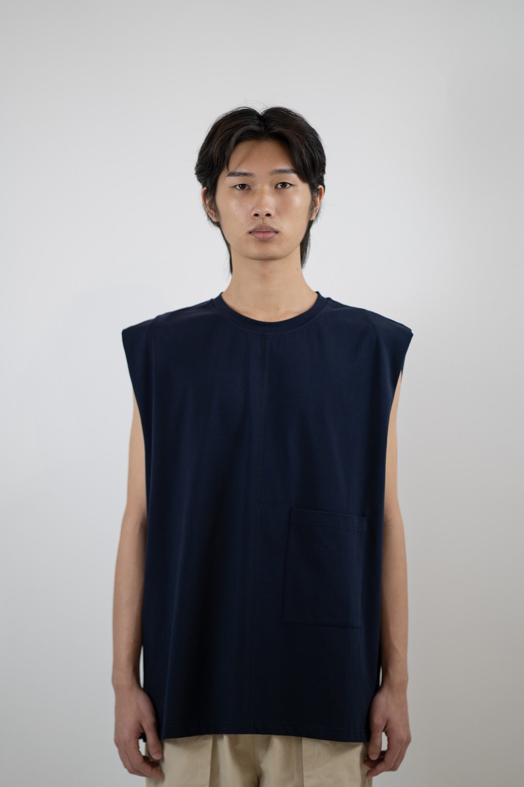 SLEEVELESS TEE - MIDNIGHT BLUE - 男装上衣/T 恤 - 棉 蓝色