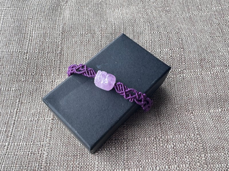 230650 Macrame 南美蜡线 紫锂辉 手链 - 手链/手环 - 半宝石 紫色