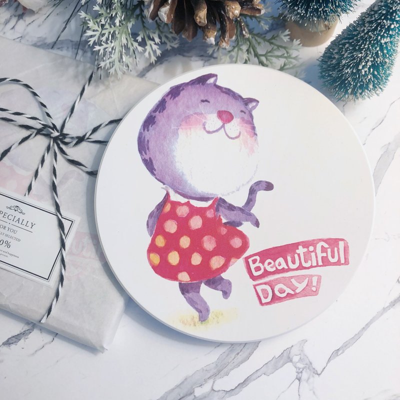 小猫咪 吸水杯垫 杯垫 - 杯垫 - 陶 