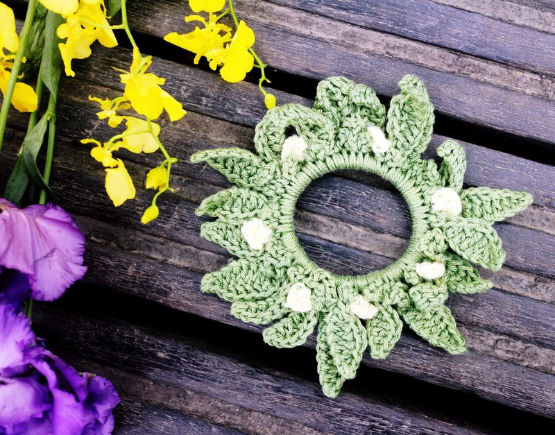 手作-天使圈-发束 - 发饰 - 棉．麻 绿色