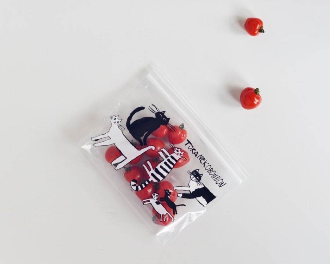 仓敷意匠 TORANEKO BONBON 夹链袋 / M 黑白猫 (99220-02) - 其他 - 塑料 透明