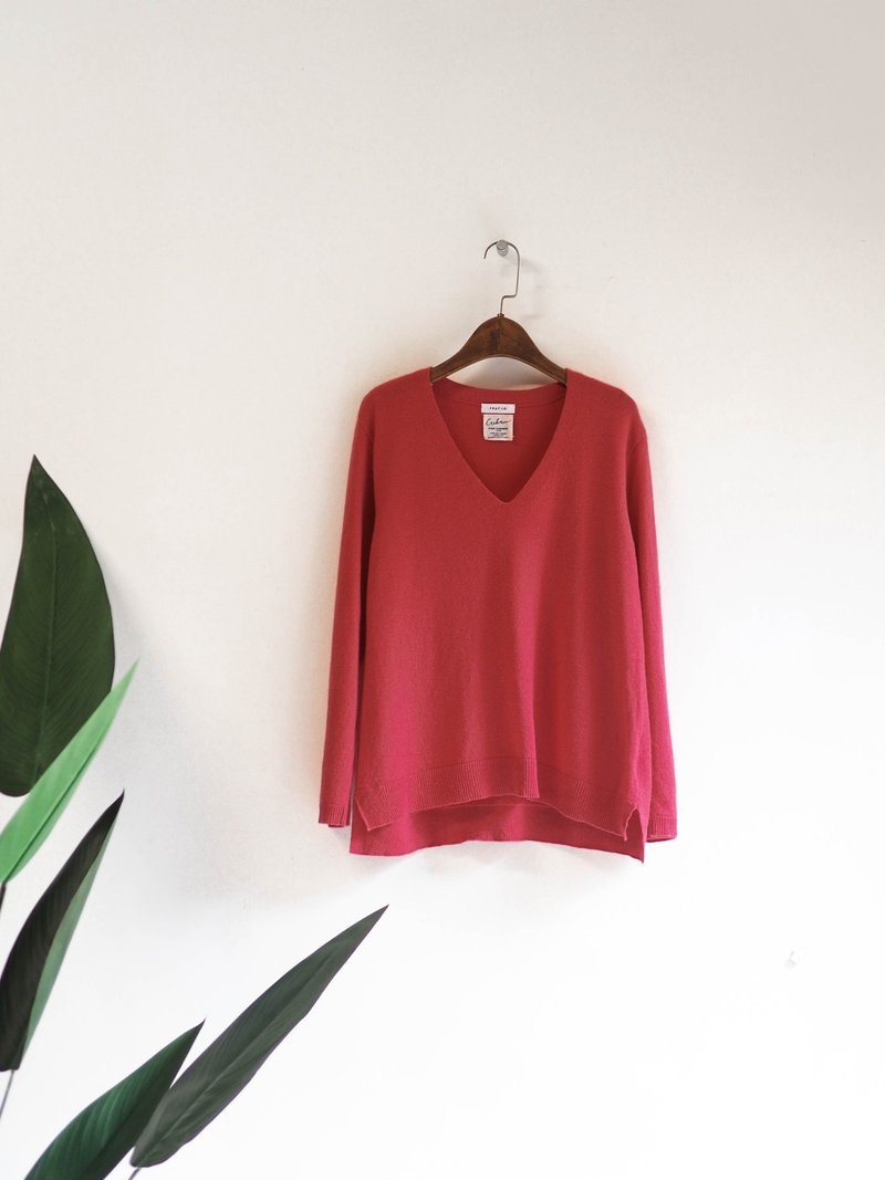 昏黄暖秋橘红东方冬日手札 古董喀什米尔羊绒古着毛衣 cashmere - 女装针织衫/毛衣 - 羊毛 红色