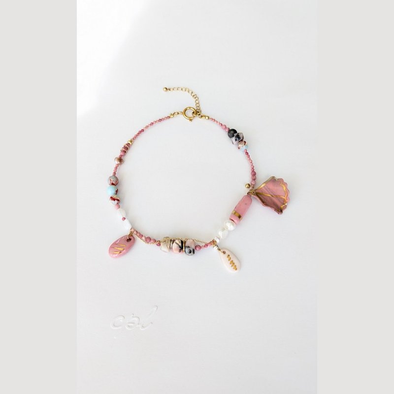 粉色陶瓷串珠项链 - 项链 - 瓷 粉红色