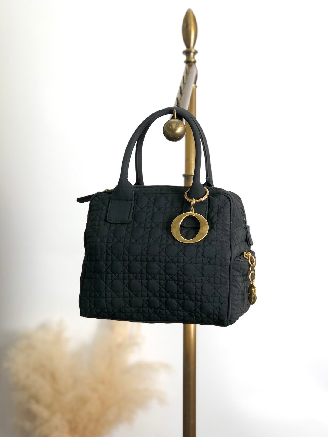 【日本直送 品牌二手包包】Christian Dior 手提包黑吊饰 尼龙 复古 bir6d3 - 手提包/手提袋 - 尼龙 黑色