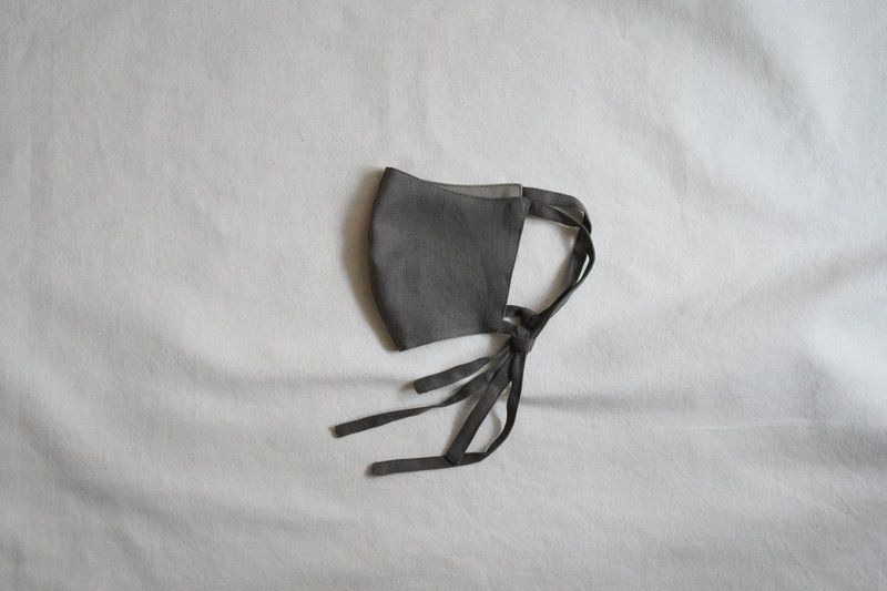 unisex mask | 双色绑带口罩 |  浓 茶  x  崎 - 口罩 - 棉．麻 咖啡色