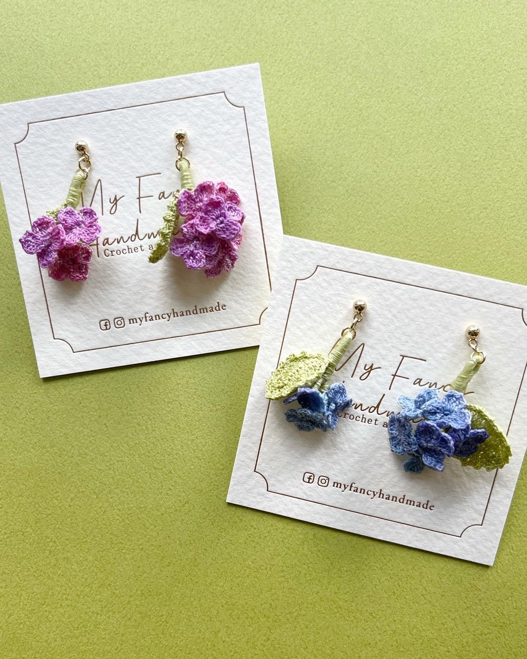 *My Fancy Handmade*手鈎夏绣球花耳环 - 耳环/耳夹 - 绣线 多色