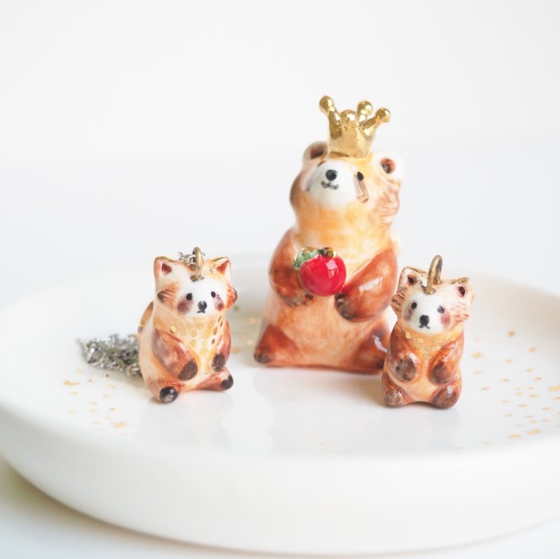 小熊猫白瓷项链 - 项链 - 瓷 橘色