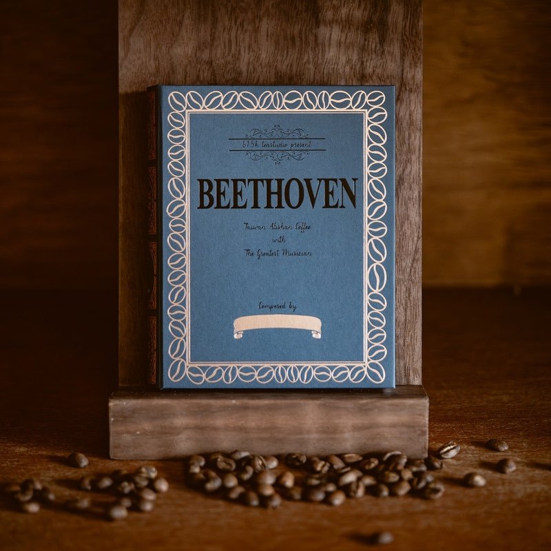 乐谱风阿里山咖啡滤挂书盒-贝多芬第六号交响曲 - 咖啡 - 纸 蓝色