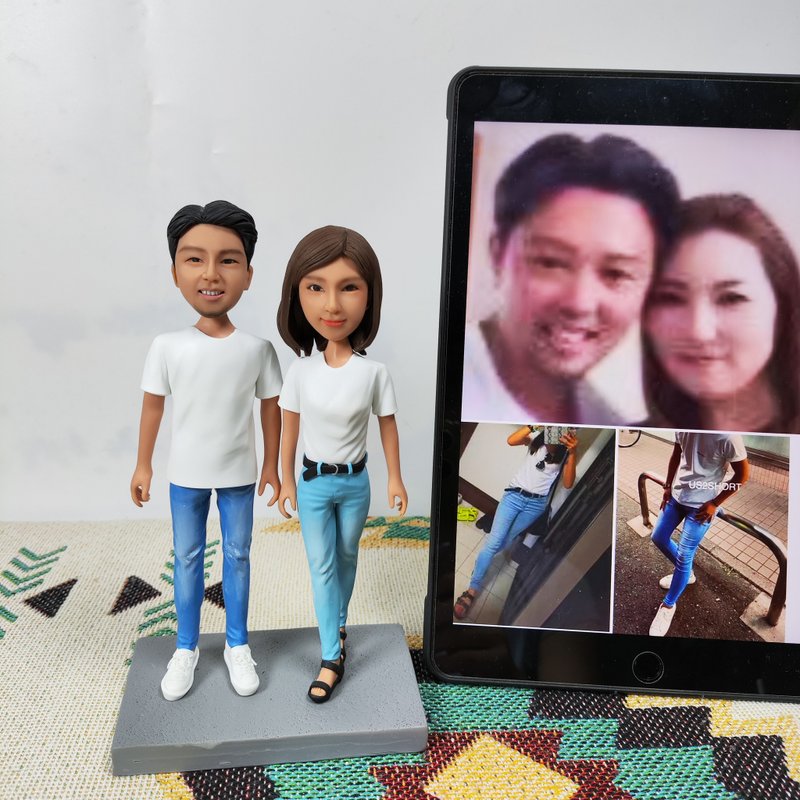 情侣 恋人 周年纪念日礼物订制 订制化 双人 人偶 公仔 似颜绘 - 玩偶/公仔 - 粘土 多色