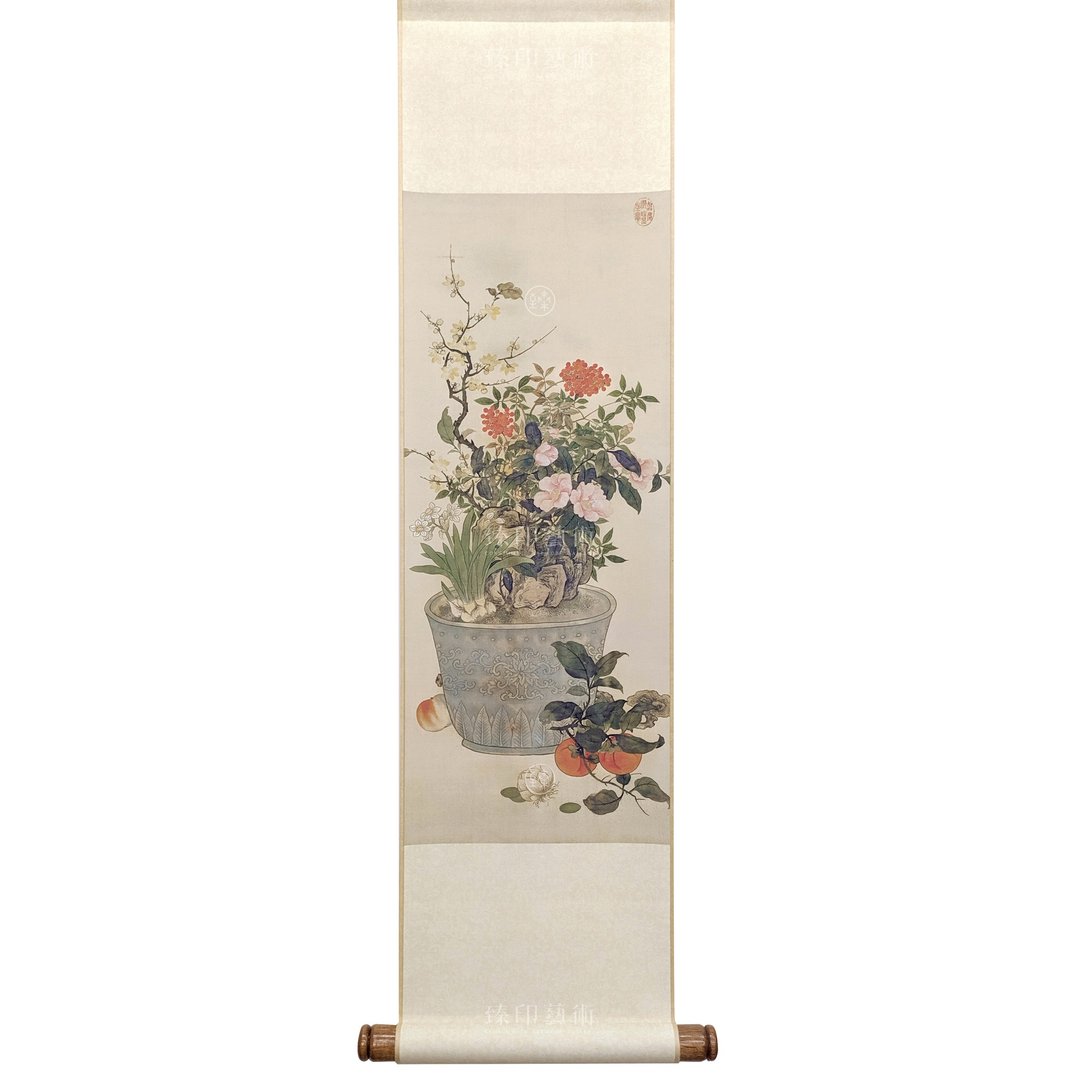 【Mini轴】清 陈书 岁朝丽景 (L)| 故宫典藏 | 艺术挂轴 - 海报/装饰画/版画 - 纸 卡其色