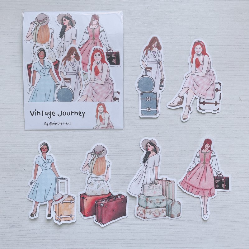 Vintage Journey Stickers - 贴纸 - 纸 