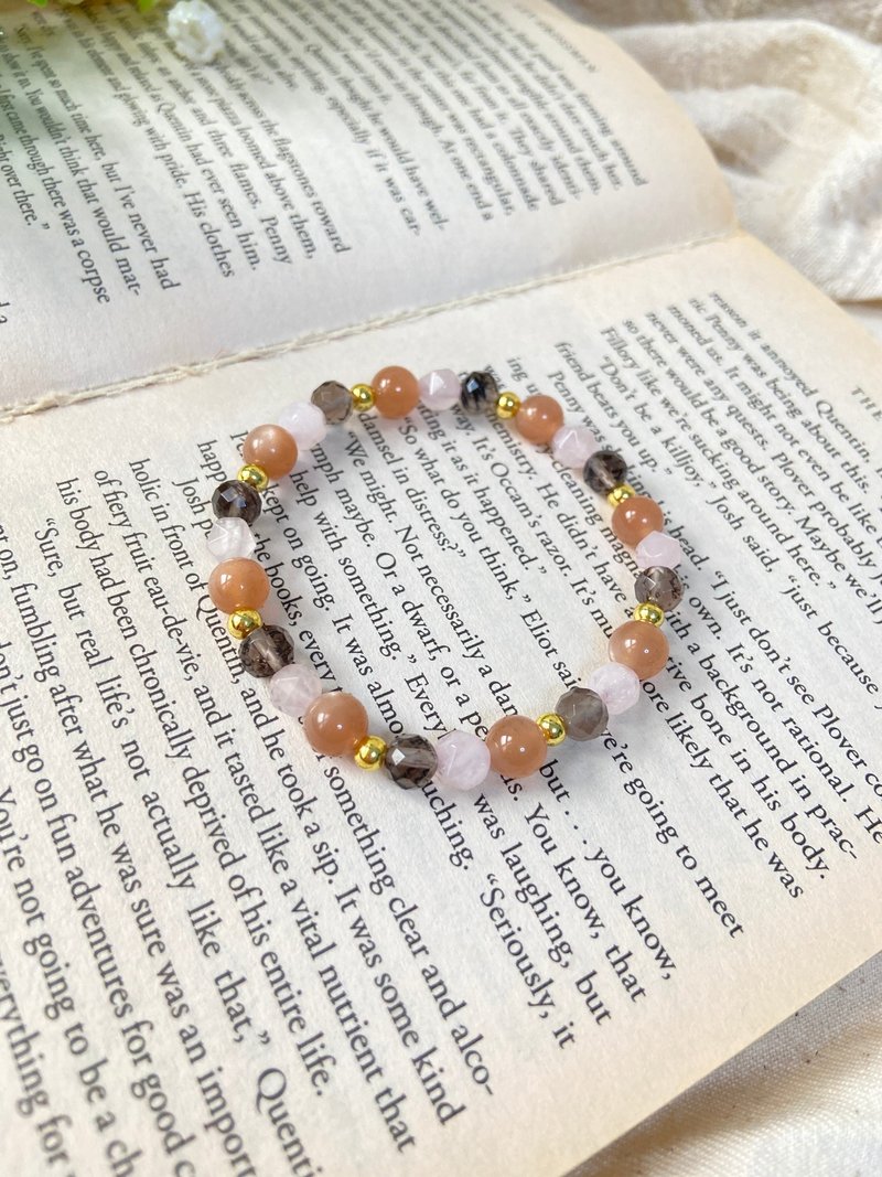 橙月光、粉晶、冰晶曜 水晶手链 - 手链/手环 - 水晶 橘色