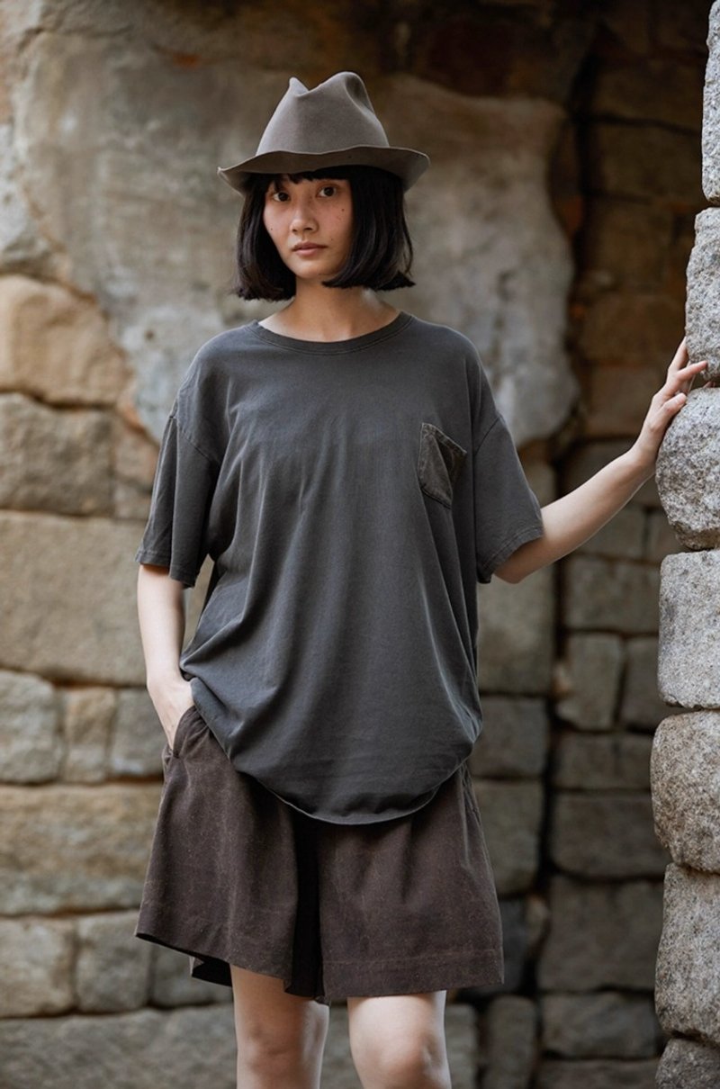 复古文青 纯棉针织短袖T恤 - 女装背心 - 其他材质 多色