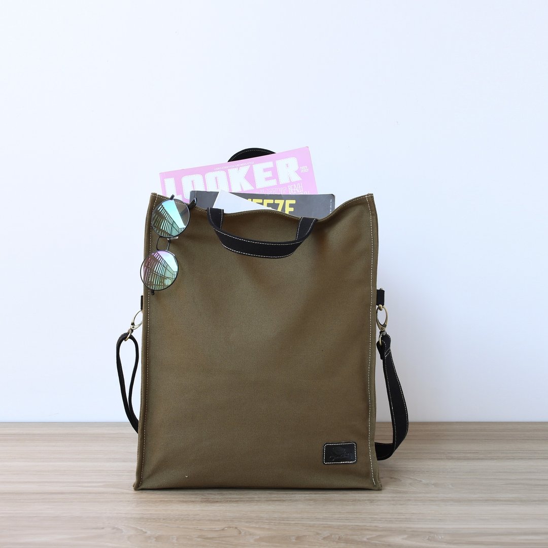 Unpaper tote 袋 - 军事 - 侧背包/斜挎包 - 棉．麻 绿色