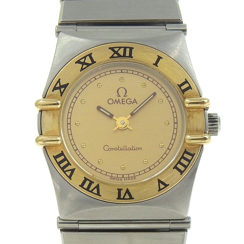 [日本直送] 欧米茄星座系列手表，镀金 x 不锈钢，石英，模拟显示，金表盘，女士腕表 [二手] - 女表 - 其他金属 金色