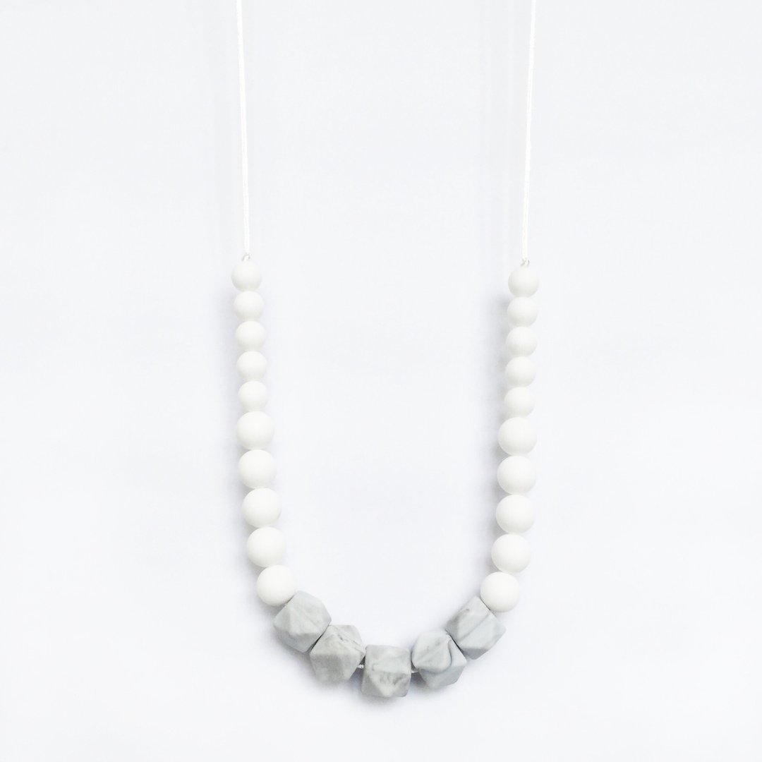 MARBLE SILICONE NECKLACE - WHITE - 项链 - 其他材质 白色