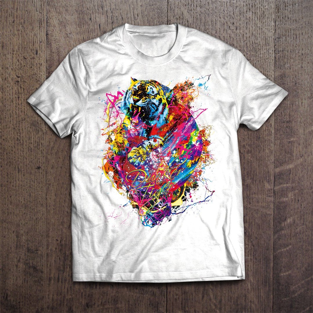 Basketball T-shirt Dunker Tiger -Meteor Sparkle- - 女装 T 恤 - 棉 白色