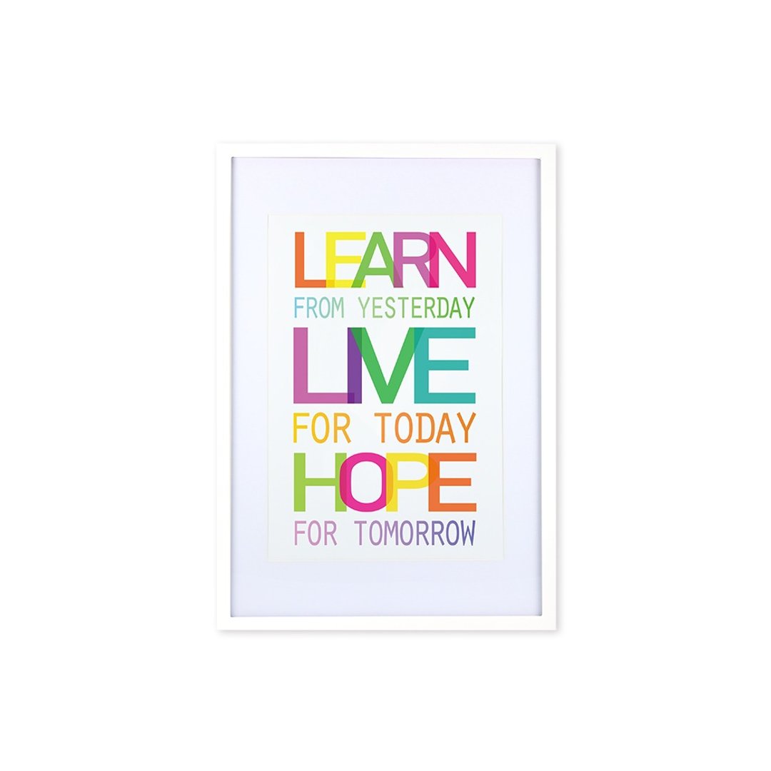 装饰画相框 Quote Series Learn Live Hope 白色框 63x43cm - 画框/相框 - 木头 白色