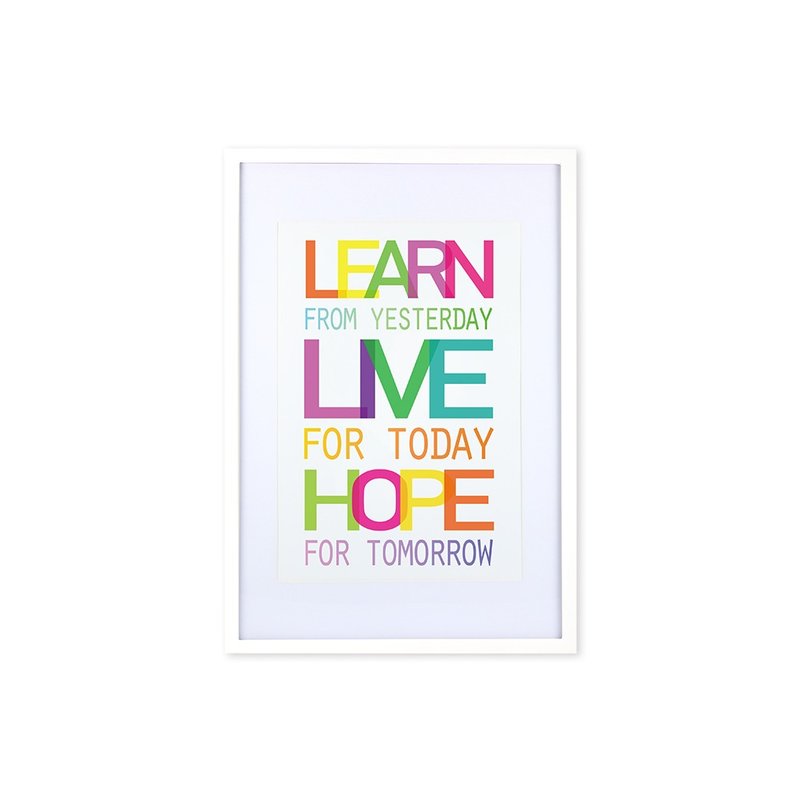装饰画相框 Quote Series Learn Live Hope 白色框 63x43cm - 画框/相框 - 木头 白色
