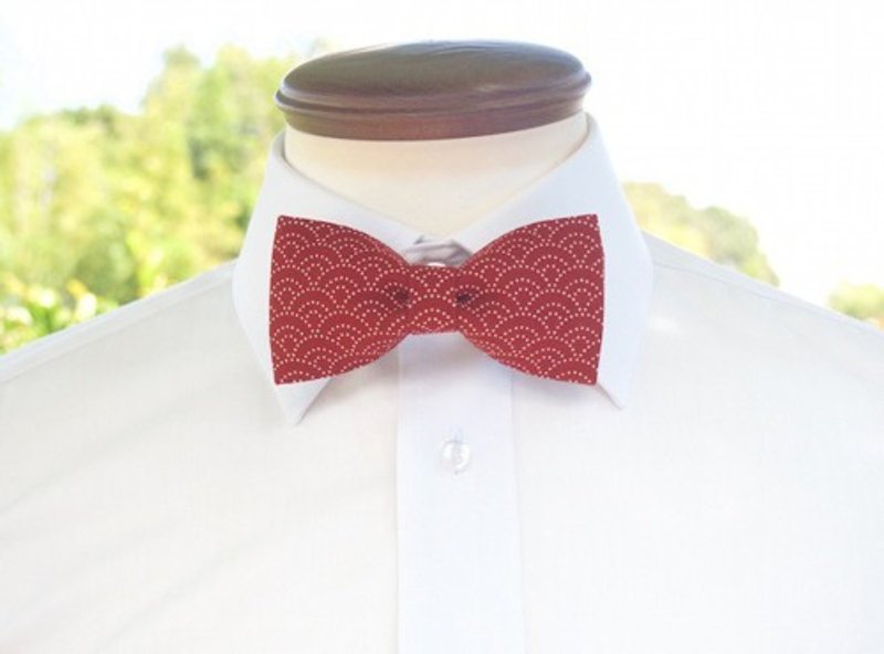 TATAN Qinghai wave bow tie (red) - 领结/领巾 - 棉．麻 红色