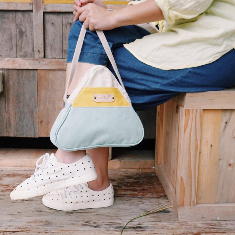 mini cross body triangle bag small size white, yellow,mint colour - 侧背包/斜挎包 - 其他材质 黄色