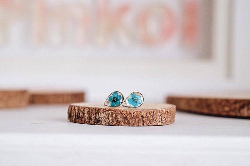 droplet "PLUM BLOSSOM" Earring -sliver92.5% - 耳环/耳夹 - 植物．花 蓝色