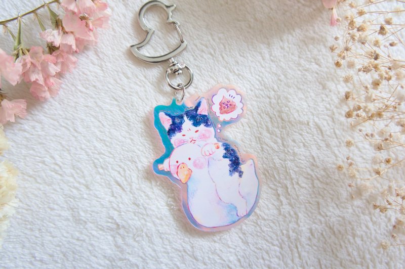 这是努力撑着的猫咪造型压克力钥匙圈。 - 钥匙链/钥匙包 - 压克力 