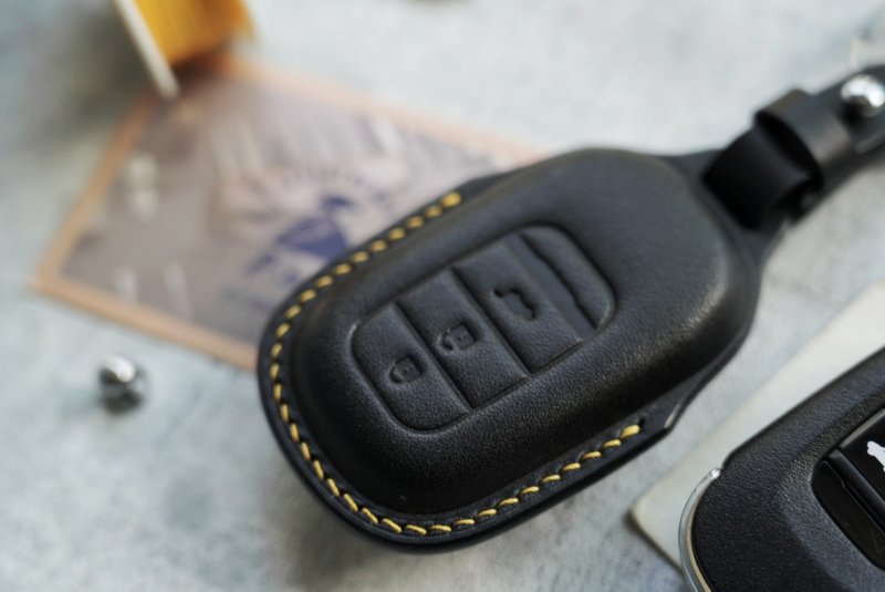 本田Honda车钥匙套 纯手工牛皮 定制化刻字礼物 颜色款式可订制 - 钥匙链/钥匙包 - 真皮 黑色