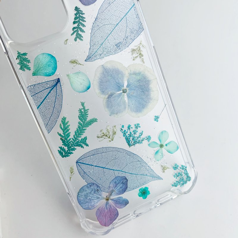 押花满版 手机壳 IPhone 押花手作手机壳 - 手机壳/手机套 - 植物．花 蓝色