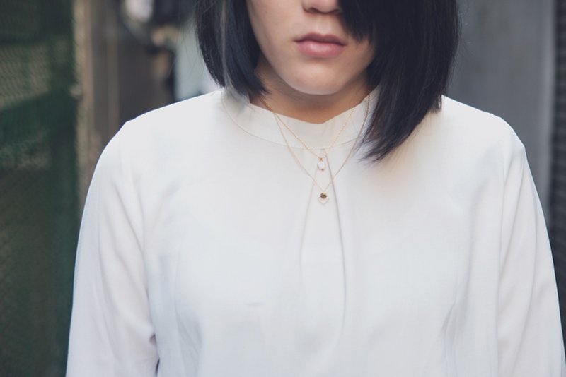 欧美双链／大理石方块／项链 - 项链 - 宝石 金色