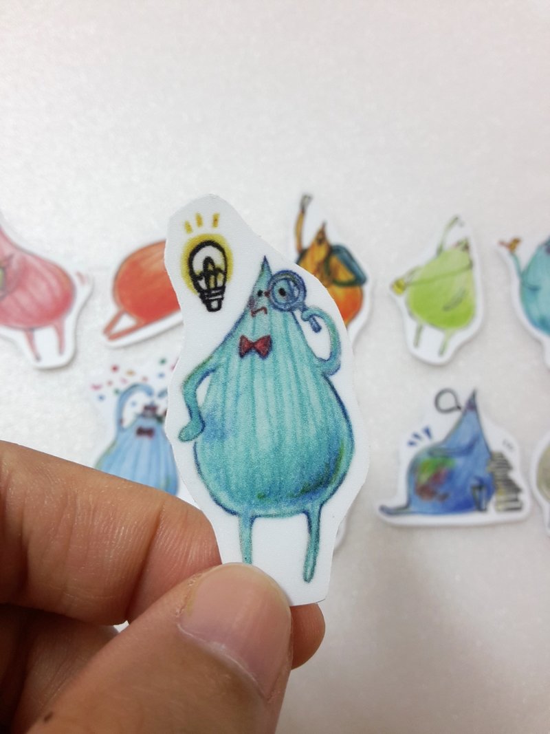 彩虹小水滴防水贴纸快闪包(十入一组) - 贴纸 - 塑料 多色