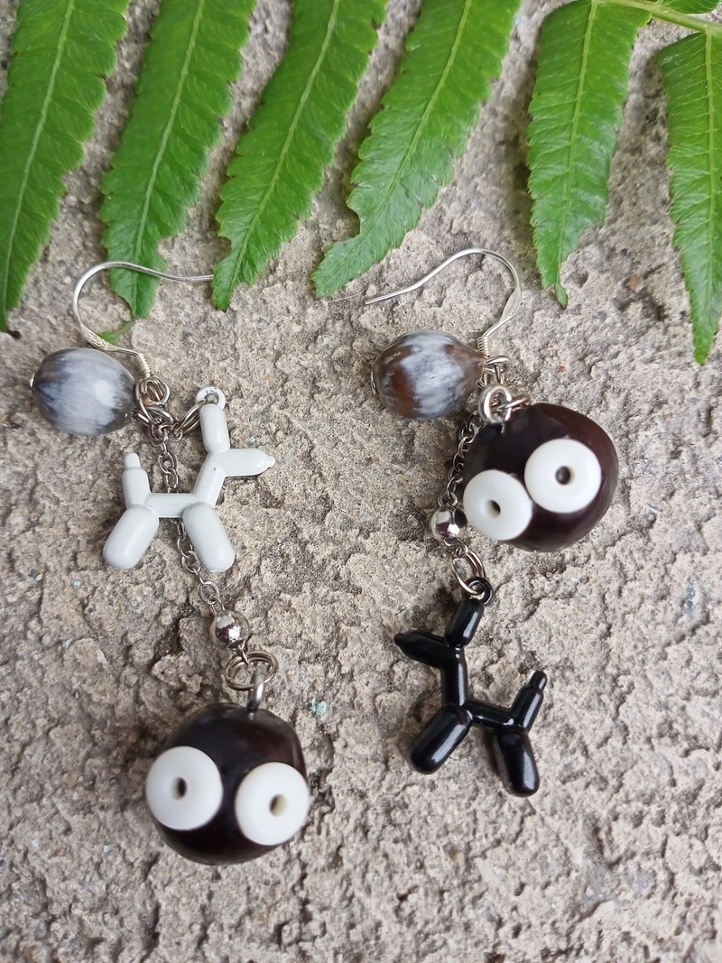 黑豆煤炭小精灵耳环--萌系 - 耳环/耳夹 - 植物．花 黑色